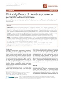 Clinical significance of clusterin expression in pancreatic adenocarcinoma