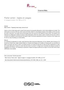 Parler verlan : règles et usages - article ; n°1 ; vol.45, pg 47-72