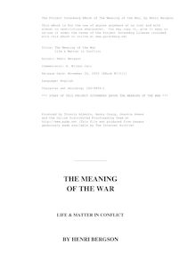 The Meaning of the War - Life & Matter in Conflict