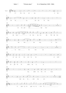 Partition ténor 1 , partie [G2 clef], O bone Jesu, Palestrina, Giovanni Pierluigi da