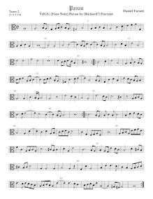 Partition ténor viole de gambe 3, alto clef, (Four Note) Pavan, Farrant, Richard