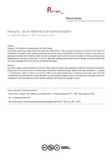 Hongrie : de la réforme à la transformation - article ; n°1 ; vol.55, pg 35-44