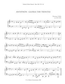 Partition complète, Gloria tibi Trinitas, Antiphon, D, Tallis, Thomas