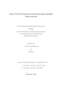 Study of CO_1tn2-absorption into thermomorphic lipophilic amine solvents [Elektronische Ressource] / vorgelegt von Yudy Halim Tan