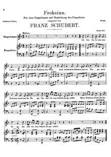 Partition voix + partition de piano, Frohsinn, D.520, Cheerfulness