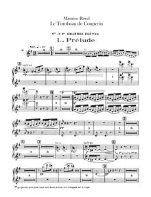 Partition flûte 1/2 (2 doubles Piccolo), Le tombeau de Couperin
