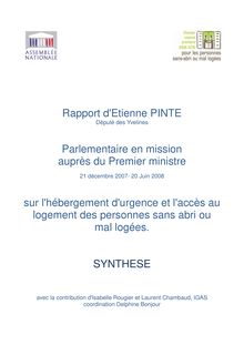 Rapport d Etienne PINTE Parlementaire en mission auprès du Premier ...