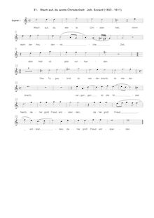 Partition Soprano 1 , partie, Wach auf, du werte Christenheit, F♯ minor