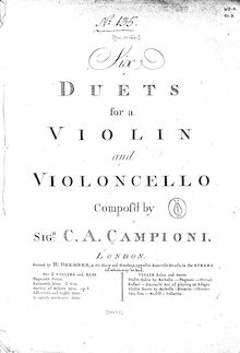 Partition parties complètes, 6 Duos pour violon et violoncelle, 6 Duetti à Violino e Violoncello