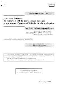 Composition de Chimie 1997 Agrégation de sciences physiques Agrégation (Interne)