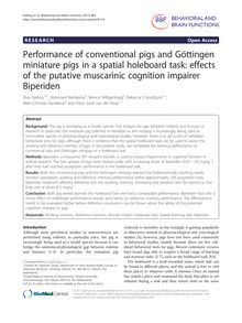 Performance of conventional pigs and Göttingen miniature pigs in a spatial holeboard task: effects of the putative muscarinic cognition impairer Biperiden
