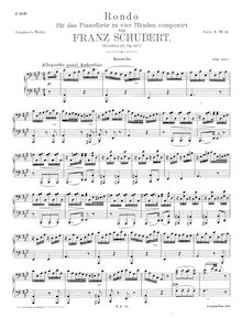 Partition complète, Rondo en A, D.951, pour piano duet, Schubert, Franz