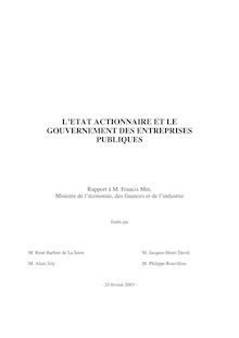 L Etat actionnaire et le gouvernement des entreprises publiques