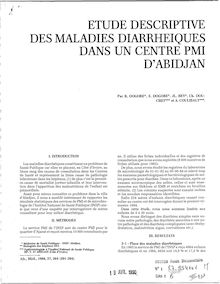 Etude descriptive des maladies diarrhéiques dans un centre PMI d  Abidjan