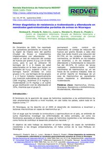 Primer diagnóstico de resistencia a ricobendazole y albendazole en nemátodos gastrointestinales parásitos de ovinos en Nicaragua