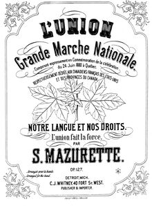 Partition complète, L Union, Grande Marche Nationale, Mazurette, Salomon