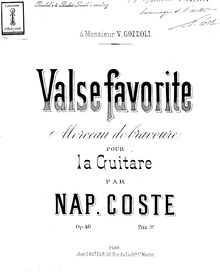 Score, Valse Favorite, Morceau de bravoure, Op.46, Coste, Napoléon