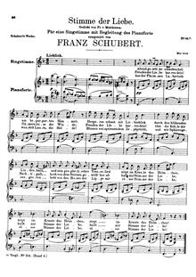 Partition complète, Stimme der Liebe, D.187, Voice of Love, Schubert, Franz