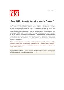 Euro 2012 : 3 points de moins pour la France ?