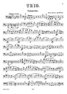 Partition de violoncelle, Piano Trio, Trio for Violin, Cello and Piano, Op.95 No.1