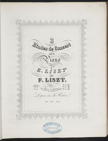 Partition 3 Études de Concert (S.144), Collection of Liszt editions, Volume 8