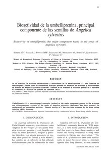 Bioactividad de la umbelliprenina, principal componente de las semillas de Angelica sylvestris.(Bioactivity of umbelliprenin, the major component found in the seeds of Angelica sylvestris.)