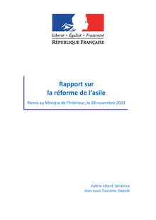 Rapport sur la réforme de l asile en France, remis le 28 novembre 2013