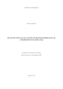 Quantitave Evaluation of Biometeorological Conditions in Lithuania ; Biometeorologinių sąlygų Lietuvoje kiekybinis vertinimas