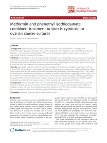 Metformin and phenethyl isothiocyanate combined treatment in vitro is cytotoxic to ovarian cancer cultures