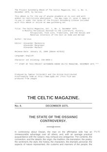 The Celtic Magazine, Vol. 1, No. 2, December 1875 - A Monthly Periodical Devoted to the Literature, History, - Antiquities, Folk Lore, Traditions, and the Social and - Material Interests of the Celt at Home and Abroad