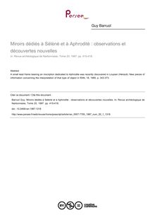 Miroirs dédiés à Sélènè et à Aphroditè : observations et découvertes nouvelles - article ; n°1 ; vol.20, pg 415-418