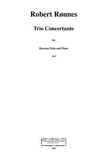 Partition de piano, Trio Concertante pour basson, Tuba et Piano