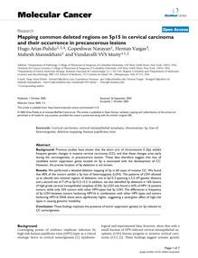 Mapping common deleted regions on 5p15 in cervical carcinoma and their occurrence in precancerous lesions