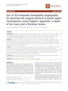Use of 3D-computed tomography angiography for planning the surgical removal of pineal region meningiomas using Poppen s approach: a report of ten cases and a literature review