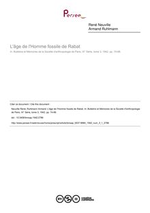 L âge de l Homme fossile de Rabat - article ; n°1 ; vol.3, pg 74-88