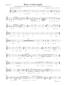 Partition Soprano 1 enregistrement , Madrigali A Cinque Voci [Libro Quinto] par Carlo Gesualdo
