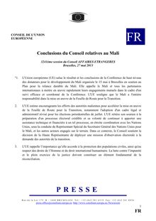Conclusions du Conseil de l UE relatives au Mali 