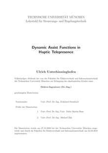 Dynamic assist functions in haptic telepresence [Elektronische Ressource] / Ulrich Unterhinninghofen