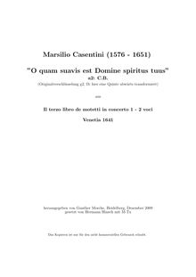 Partition complète, O quam suavis est Domine spiritus tuus, Casentini, Marsilio