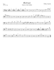 Partition viole de basse, madrigaux pour 5 voix, Anerio, Felice