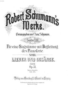 Partition complète, chansons und Gesänge, Vol.II, Op.51, Schumann, Robert