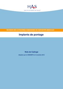 Implants de pontage - Note de cadrage - Note de cadrage Implants de pontage