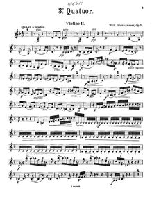 Partition violon 2, corde quatuor No.3, Op.18, Stenhammar, Wilhelm