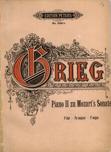 Partition couverture couleur, Piano Sonata No.15, F major, Mozart, Wolfgang Amadeus