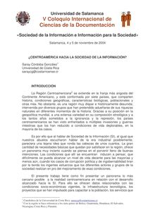 ¿Centroamérica hacia la Sociedad de la Información?