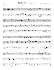 Partition ténor viole de gambe 2, alto clef, Fantasia pour 5 violes de gambe, RC 43