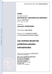 Les victimes devant les juridictions pénales internationales., Victims before international criminal jurisdictions