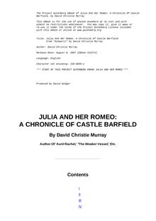 Julia And Her Romeo: A Chronicle Of Castle Barfield - From "Schwartz" by David Christie Murray