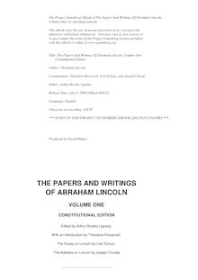 The Writings of Abraham Lincoln — Volume 1: 1832-1843