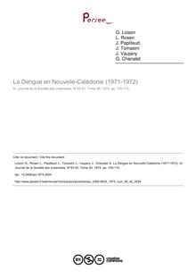 La Dengue en Nouvelle-Calédonie (1971-1972) - article ; n°42 ; vol.30, pg 105-110
